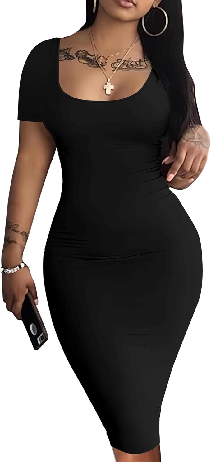 Sleeveless. Body Con Dress- Black